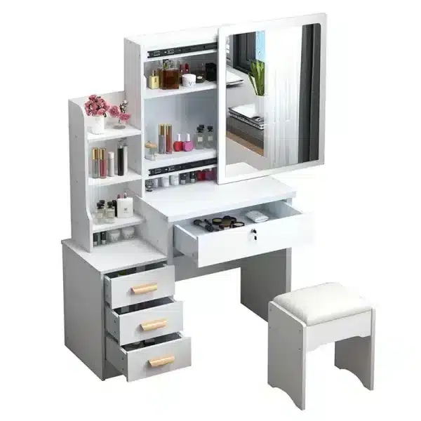 Dressing Table Length Bedroom Small Apartment Simple Modern Sliding Mirror Simple Storage Cabinet Furniture 3