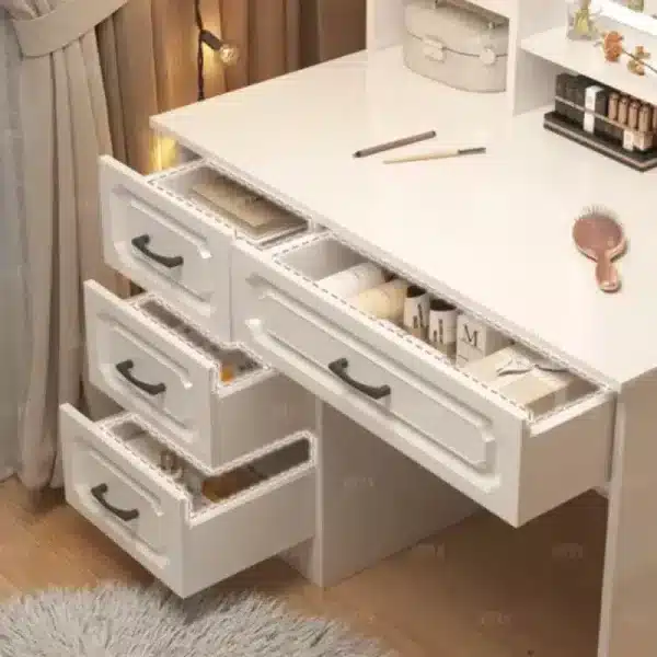 White Light Dressing Table Luxury Nordic Vanity Stool Dressing Table Accessories Organizer Tocador Maquillaje Bedroom Furniture