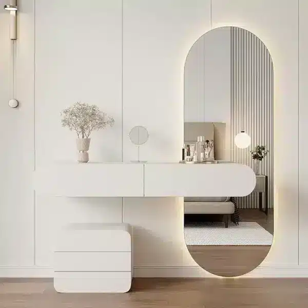 White Mirror Cabinets Makeup Table Living Room Modern Women Organizer Dressing Table Comfortable Salon Vestidores Home