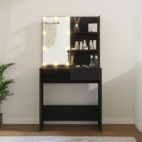 Glamorous LED Black Wooden Dressing Table