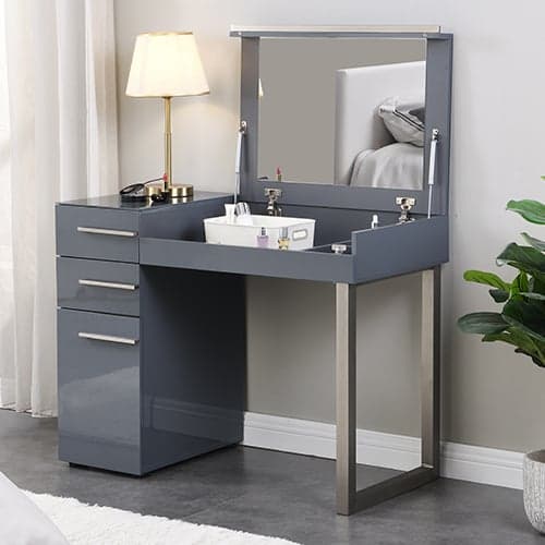 Grey High Gloss with Mirror Dressing Table