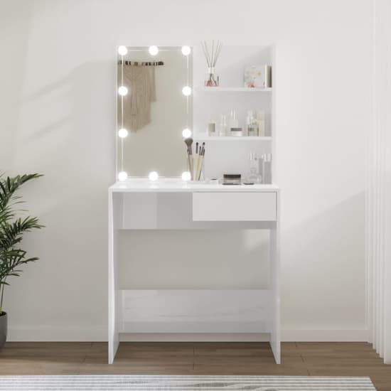 Luxurious LED White High Gloss Dressing Table2