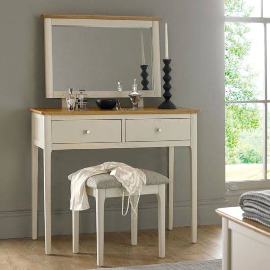 Off White and Oak 3 Piece Dressing Table Set