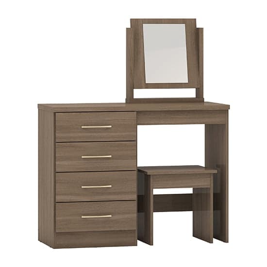 Rustic Oak Dressing Table Set with 4 Drawers